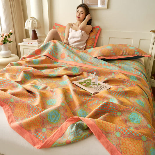 Artistic Camellia Reversible Cotton Jacquard Quilt