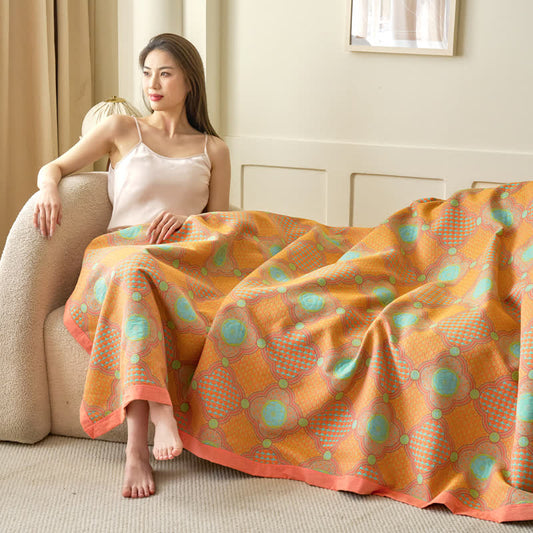Reversible Vintage Cotton Gauze Jacquard Blanket