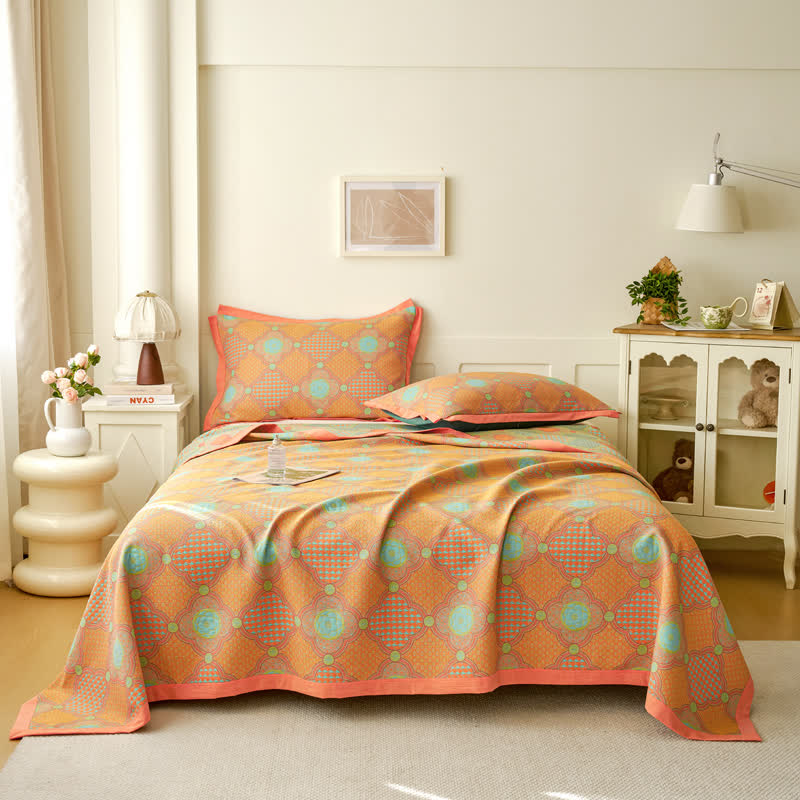 Artistic Camellia Reversible Cotton Jacquard Quilt