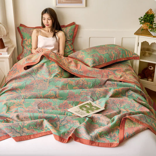 Forest Series Cotton Gauze Reversible Quilt