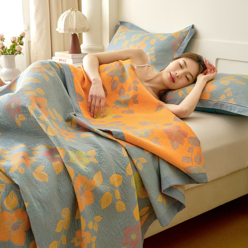 Yarn-dyed Refresh Floral Cotton Gauze Quilt