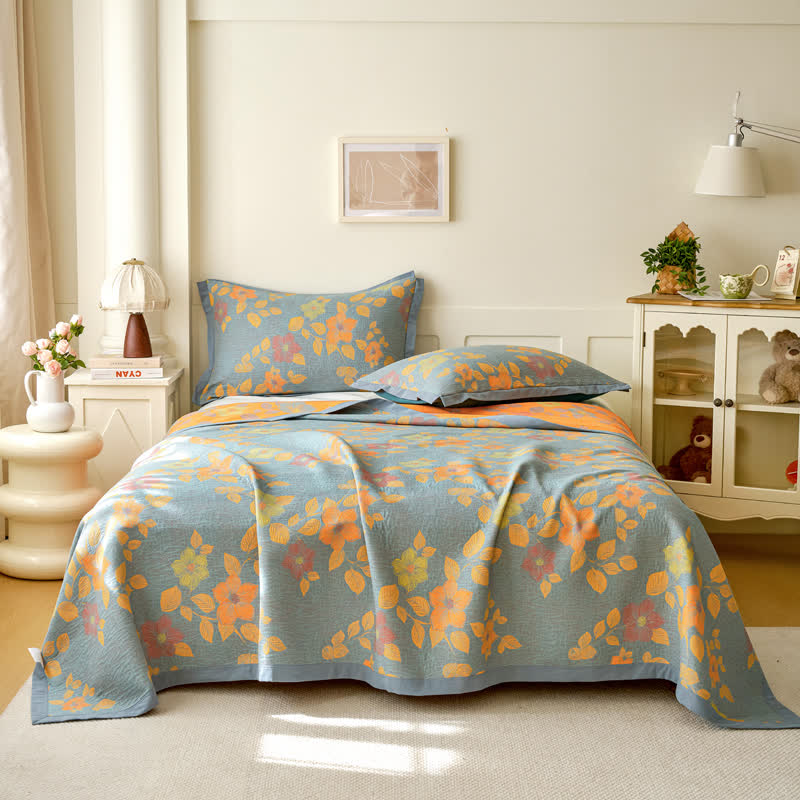 Yarn-dyed Refresh Floral Cotton Gauze Quilt