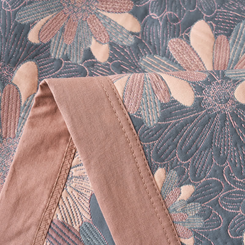 Floral Cotton Gauze Yarn-dyed Jacquard Blanket