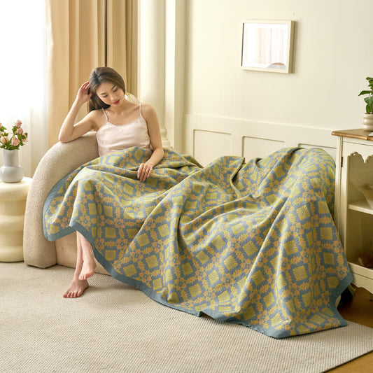 Retro Cotton Gauze Yarn-dyed Jacquard Blanket