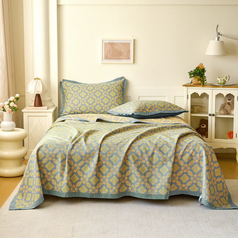 Retro Cotton Gauze Yarn-dyed Jacquard Quilt