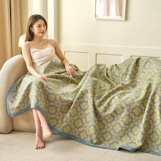 Retro Cotton Gauze Yarn-dyed Jacquard Blanket