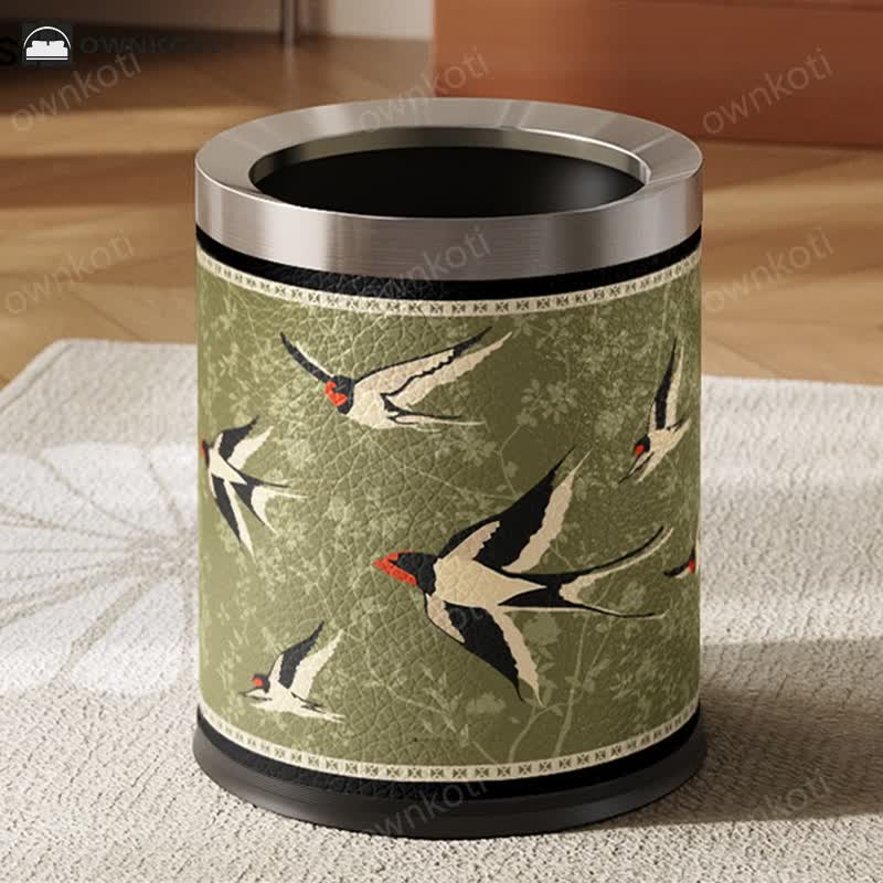 Rural Stainless Steel Leather Durable Trash Bin