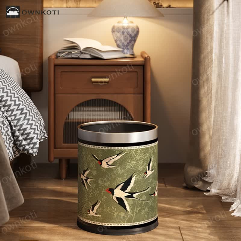 Rural Stainless Steel Leather Durable Trash Bin