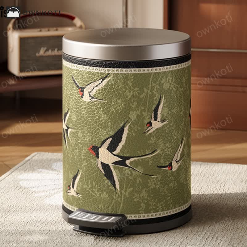 Rural Stainless Steel Leather Durable Trash Bin