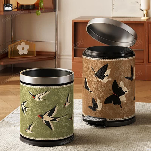 Rural Stainless Steel Leather Durable Trash Bin