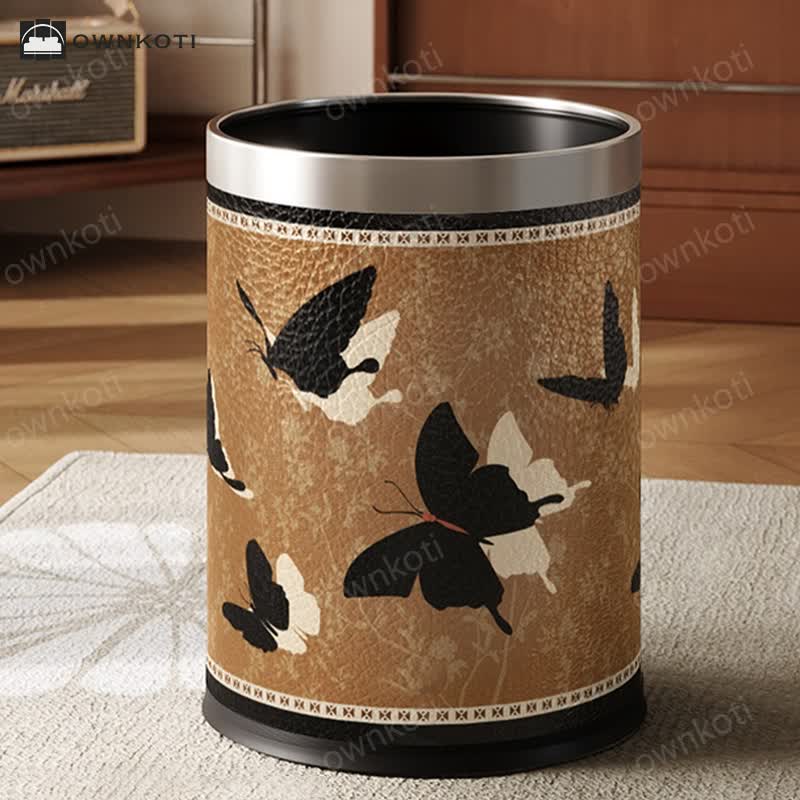 Rural Stainless Steel Leather Durable Trash Bin