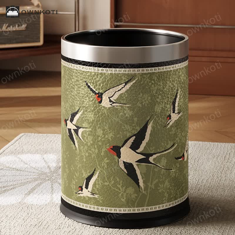 Rural Stainless Steel Leather Durable Trash Bin