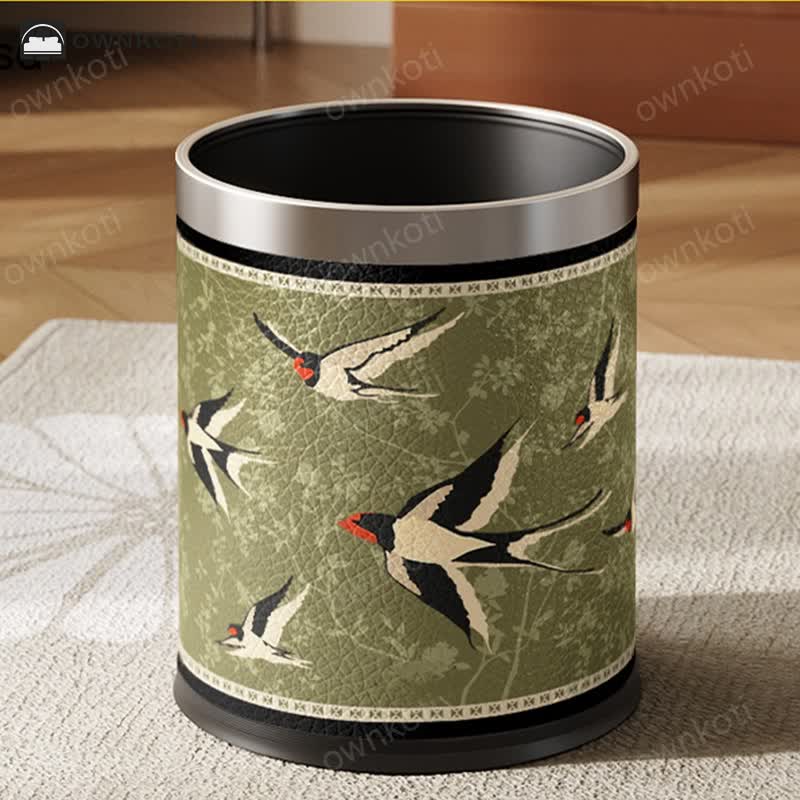 Rural Stainless Steel Leather Durable Trash Bin