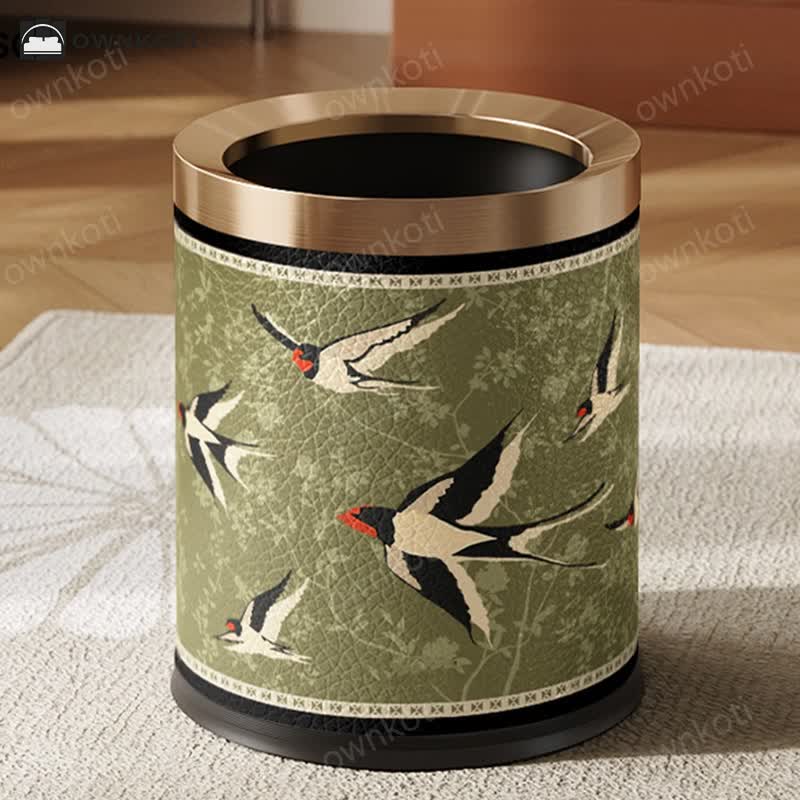 Rural Stainless Steel Leather Durable Trash Bin