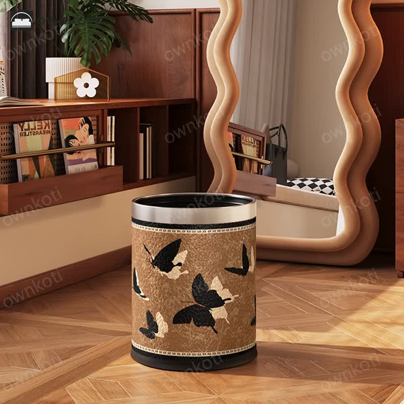 Rural Stainless Steel Leather Durable Trash Bin