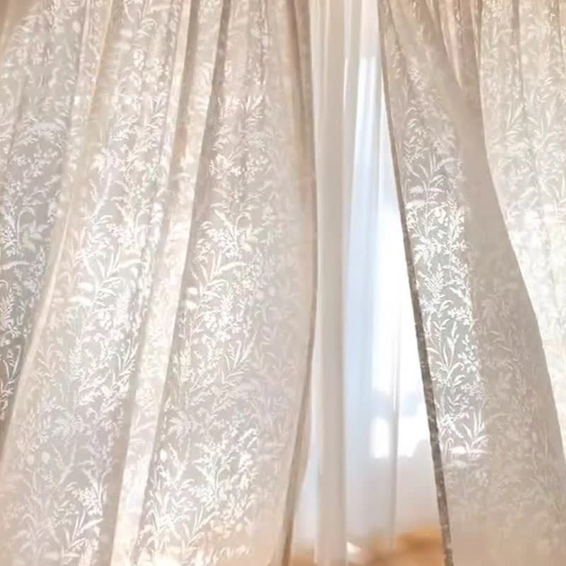 Branches Leaves Hollow Out Sheer Gauze Curtain