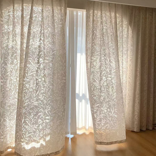 Branches Leaves Hollow Out Sheer Gauze Curtain