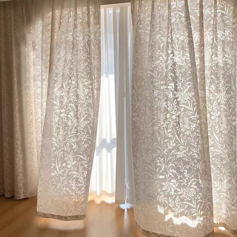 Branches Leaves Hollow Out Sheer Gauze Curtain