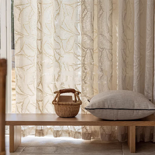 French Vintage Floral Leaf Sheer Gauze Curtain