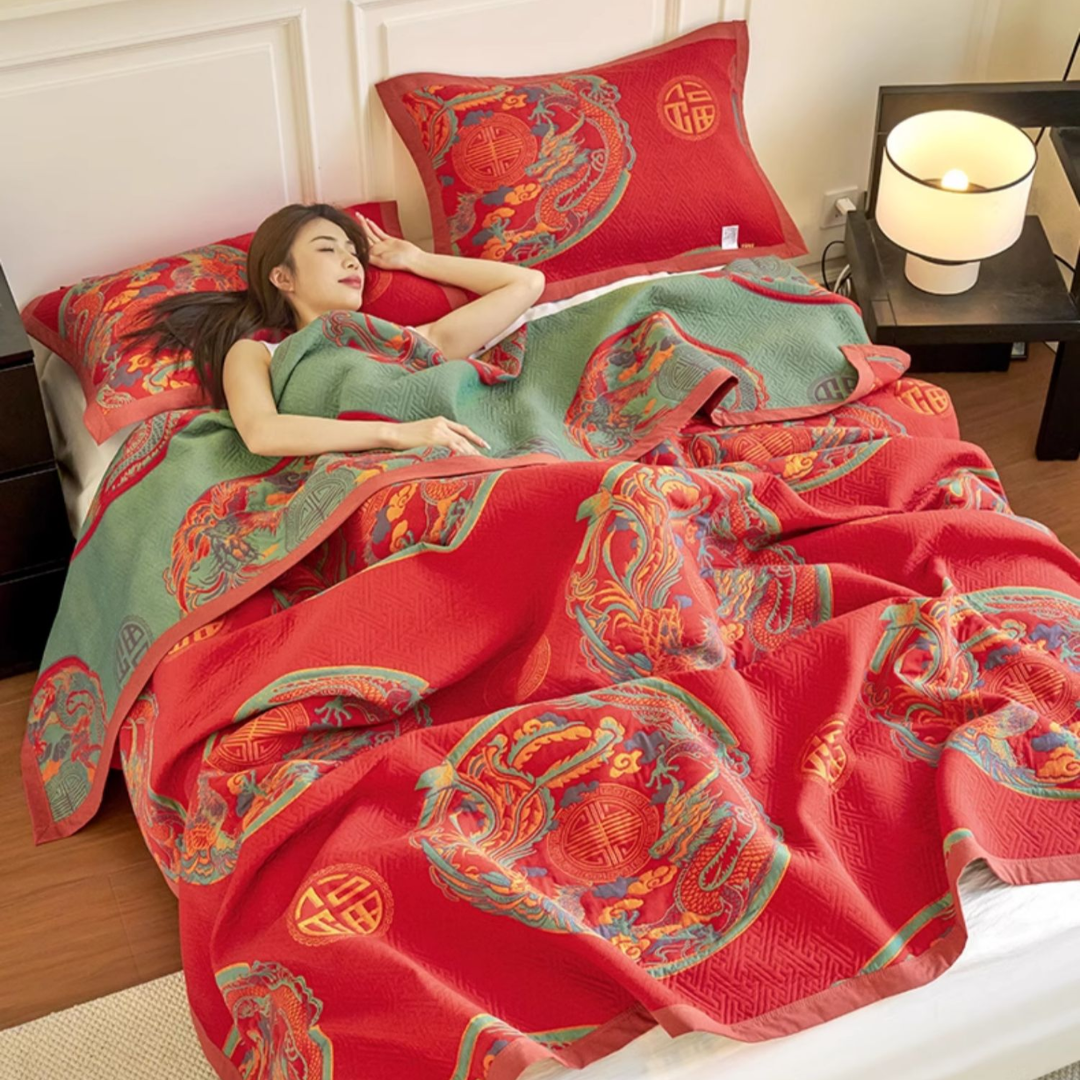 Vintage Three Layer Cotton Gauze Reversible Quilt