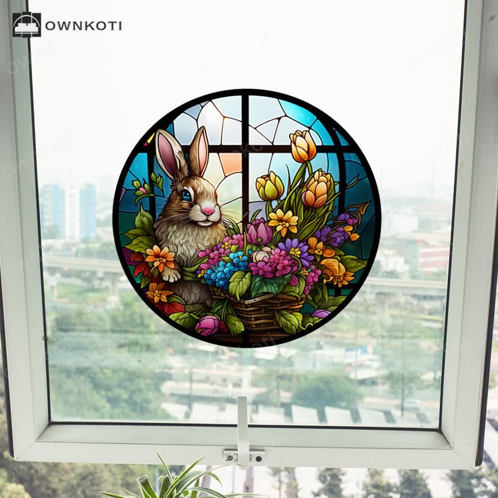 Easter Bunny Decorative Static Window Sticker