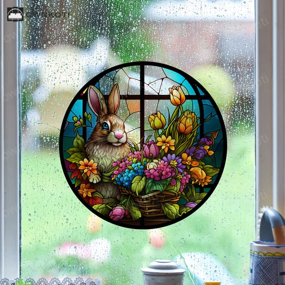 Easter Bunny Decorative Static Window Sticker