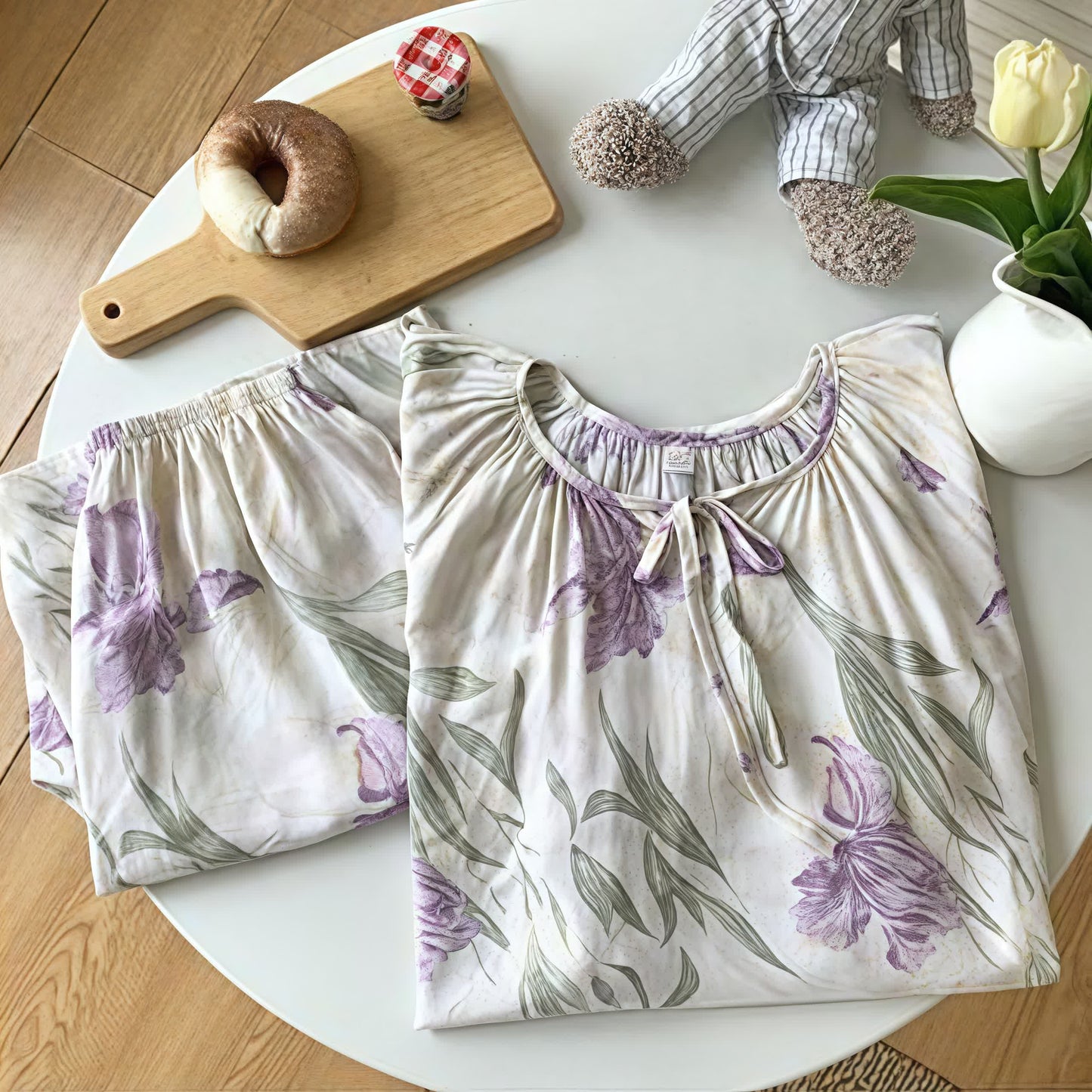Round Neck Floral Butterfly Print Loungewear Set
