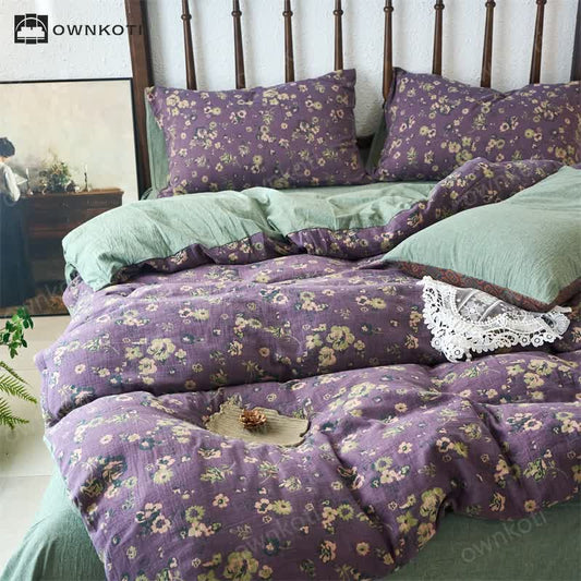 Jacquard Gauze Floral Duvet Cover Bedding Set (4PCS)