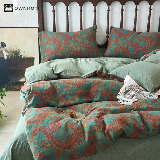 Vintage Paisley Gauze Duvet Cover Bedding Set (4PCS)