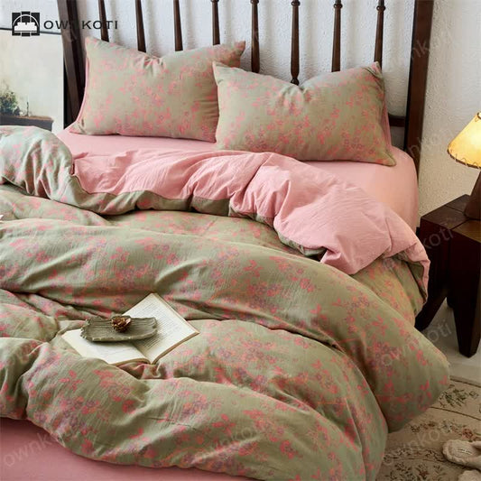 Jacquard Gauze Floral Cotton Bedding Set (4PCS)