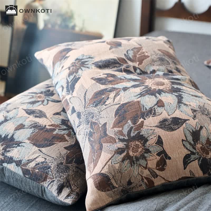 Yarn-dyed Gauze Jacquard Floral Cotton Bedding Set (4PCS)