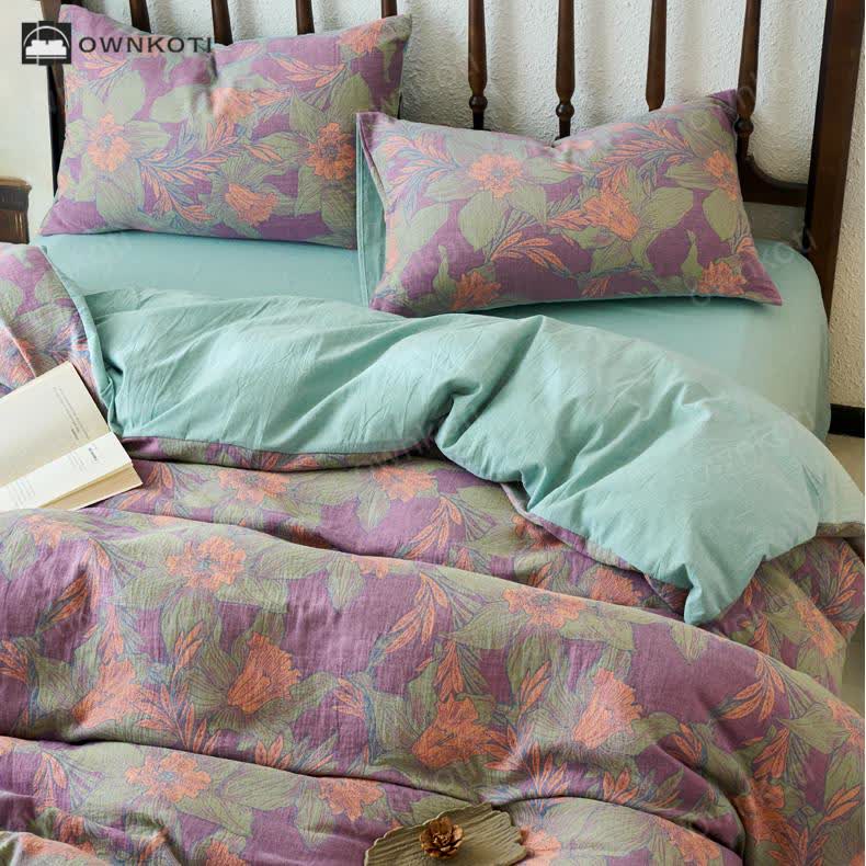 Double Layer Cotton Gauze Flat Sheet Bedding Set (4PCS)