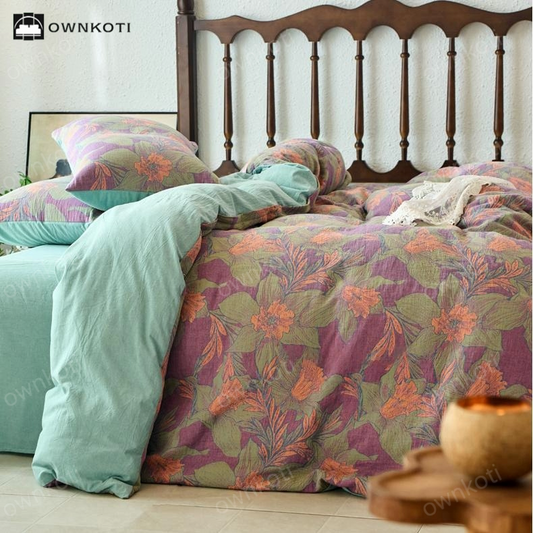 Double Layer Cotton Gauze Flat Sheet Bedding Set (4PCS)