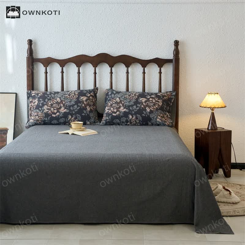 Retro Cotton Gauze Jacquard Floral Bedding Set(4PCS)