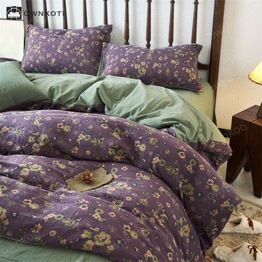 Jacquard Gauze Floral Duvet Cover Bedding Set (4PCS)