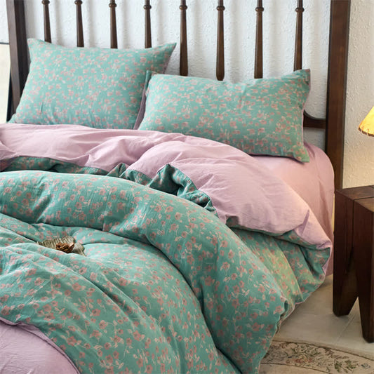 Jacquard Floral Gauze Duvet Cover Bedding Set (4PCS)