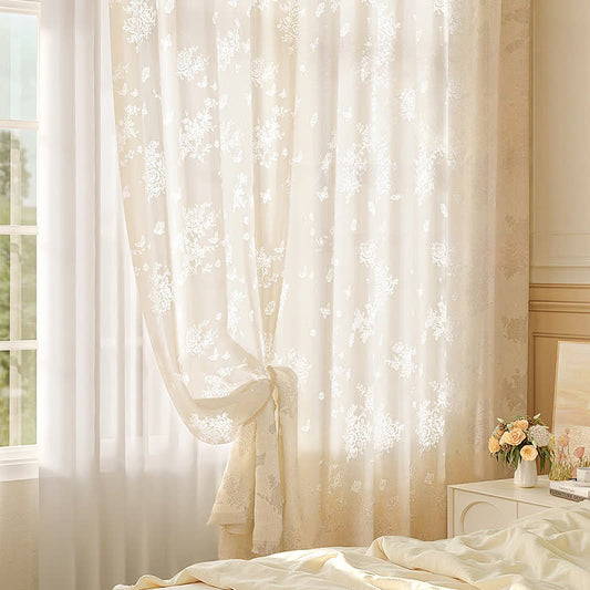 Hollow Flower Sheer Gauze Curtain