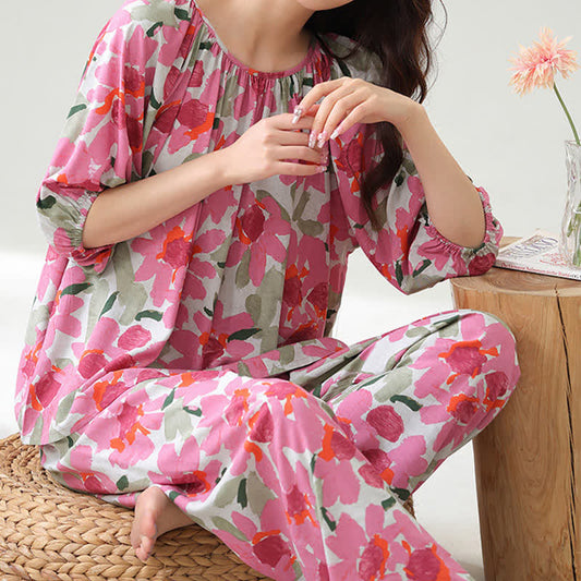 Plus Size Floral Botanical Loungewear Set