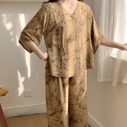 Branch Splash Ink Mid Sleeve Loungewear Set