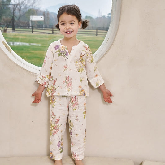 Bamboo Fiber Parent-child Floral Pajama Set