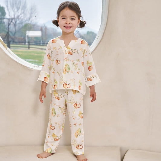 Rural Bamboo Fiber Parent-child Nightwear Set