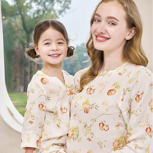 Rural Bamboo Fiber Parent-child Nightwear Set