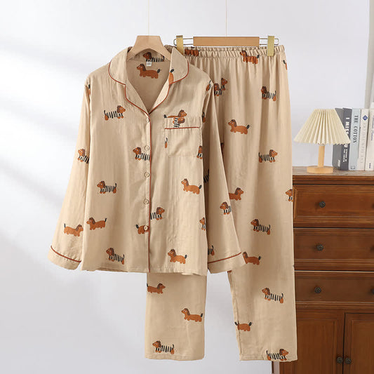 Pure Cotton Cute Dog Couple Pajama Set
