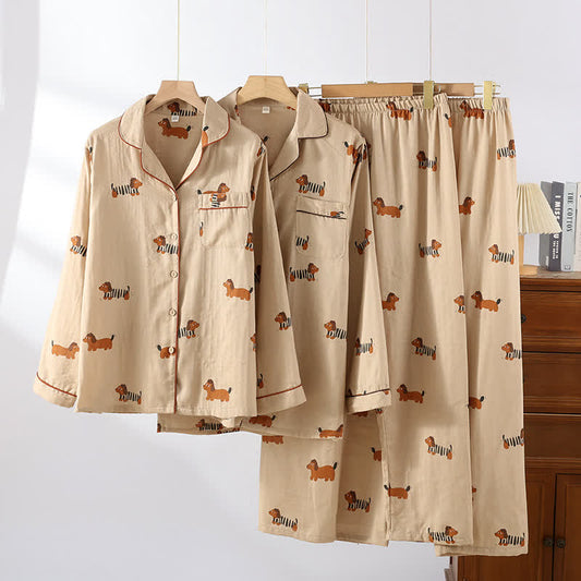 Pure Cotton Cute Dog Couple Pajama Set - image 0