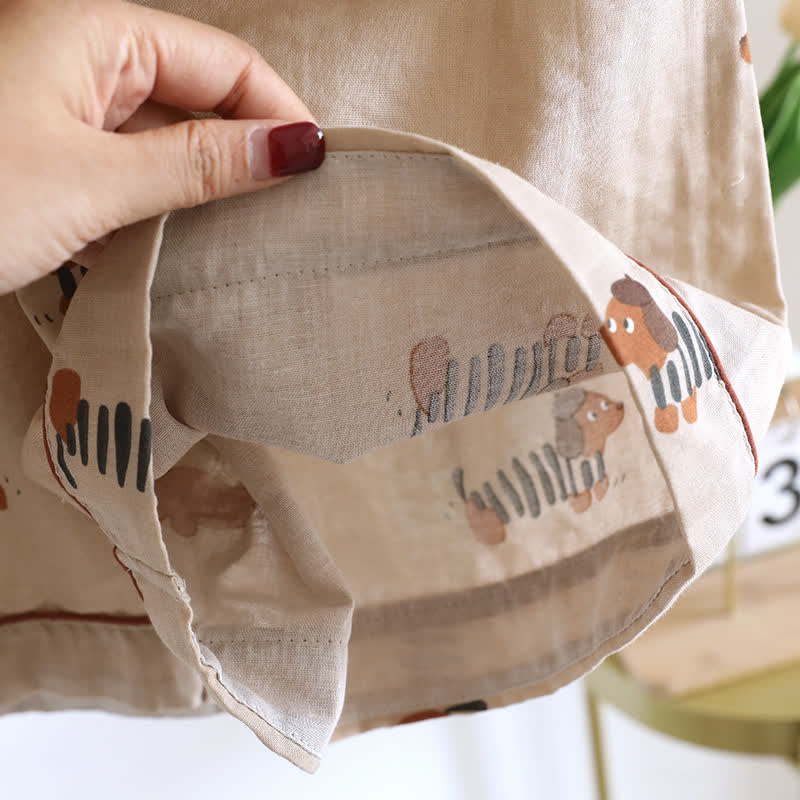 Cute Dachshund Couple Short-sleeve Pajama Set - image 13