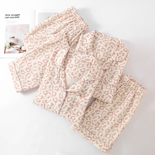 Leopard Print Cotton Gauze Loungewear Set
