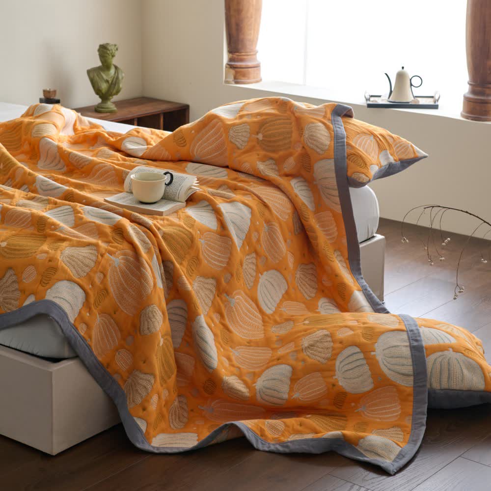 Three Layers Cotton Gauze Pumpkin Quilt