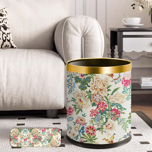 Vintage Floral Double Layer Durable Trash Bin