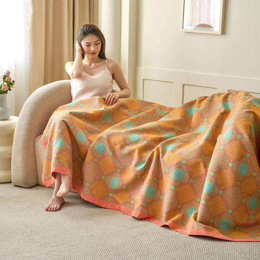 Reversible Vintage Cotton Gauze Jacquard Blanket
