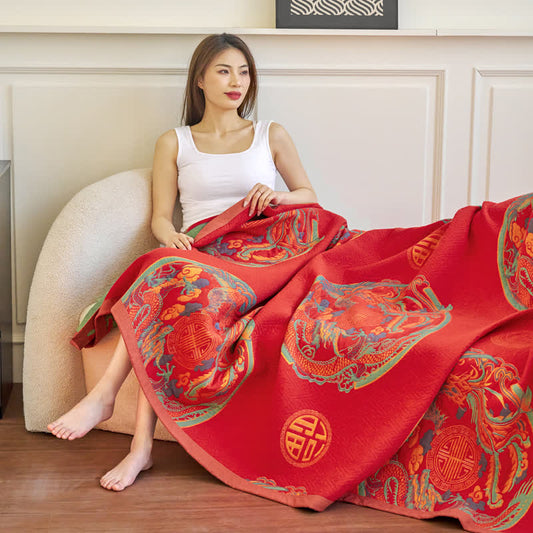 Vintage Three Layer Cotton Gauze Reversible Blanket